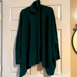 green turtle neck poncho